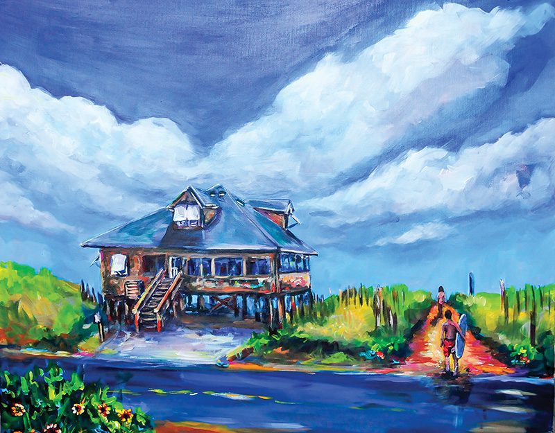 Dawn’s knack for capturing Outer Banks’ architecture enables her to create vivid, customized cottage portraits, at an affordable price. We encourage property owners to reach out to her for a quote:(252) 347-8956; reddawnmoraga@gmail.com; Reddawndesigns.com
