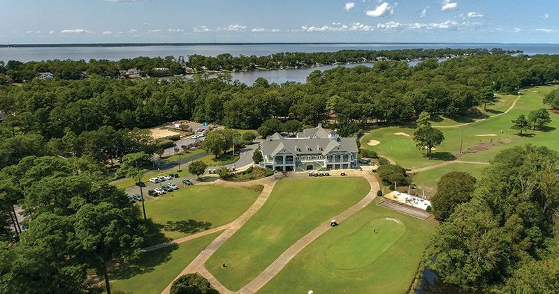 Duck Woods Country Club opened in 1968, designed by master artchitect Ellis Maple, meanders through the beautiful woodlands and canals of Southern Shores. Fairways can be narrow and water comes into play on no less than 14 holes, making shot placement a big deal especially on windy days. Photo courtesy of Duck Woods Country Club.